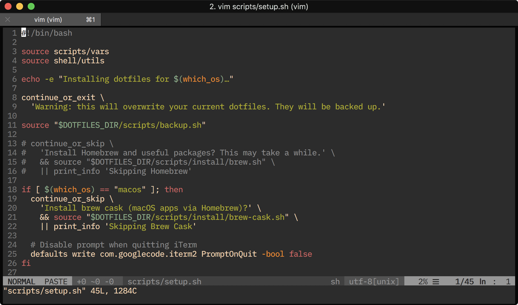 Vim screenshot